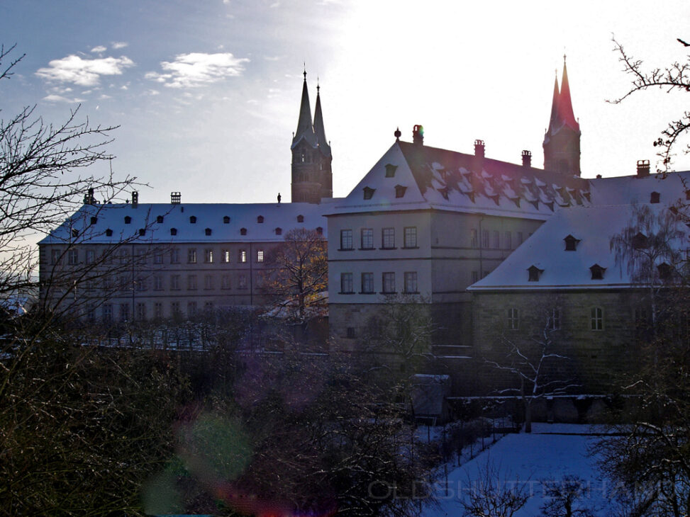 Blick vom Michelsberg auf die neue Residenz und den Dom in Bamberg
