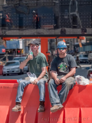 Workers at the World Trade Center Memorial construction site